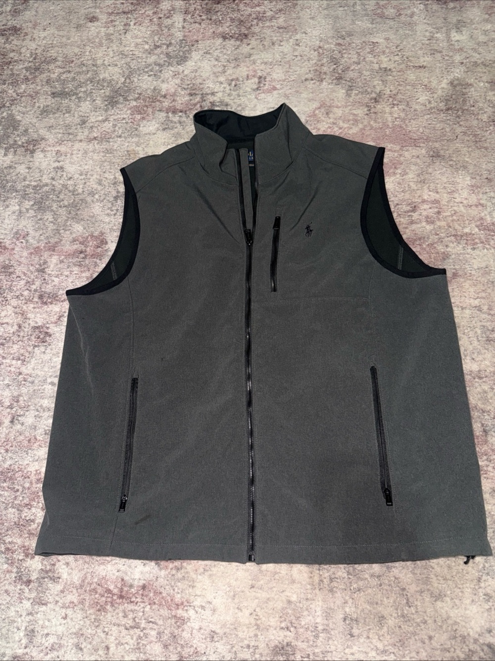 Ralph Lauren Men's Charcoal Zip-Front Fleece Vest